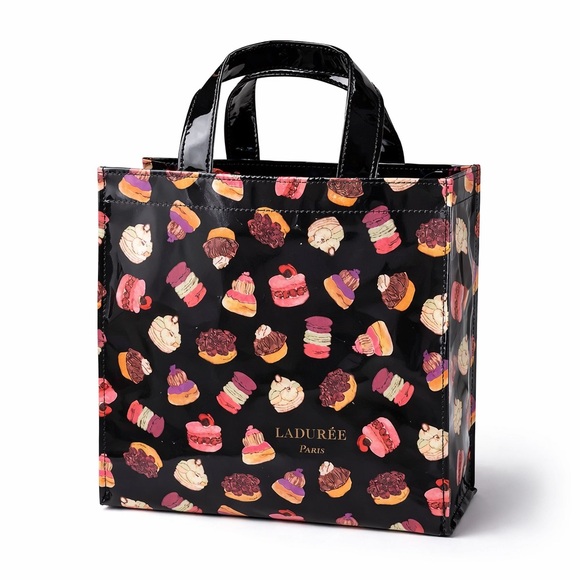 laduree paris Handbags - Ladurée Paris Black Macaron Pastry Print Small Reusable Shopper Tote
